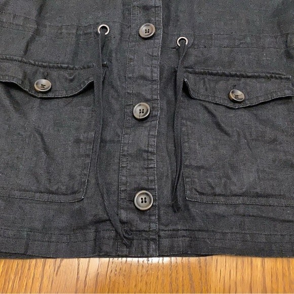 Forever21 Black Linen Button Up Vest with Draw Strings - Picture 7 of 13